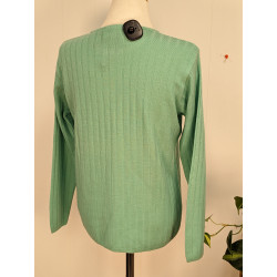 petit pull vert 50% laine mérinos fabriqué en Italie T.38 friperie second life