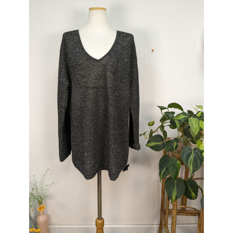 Pull col v noir brillant 1.2.3 Taille 44