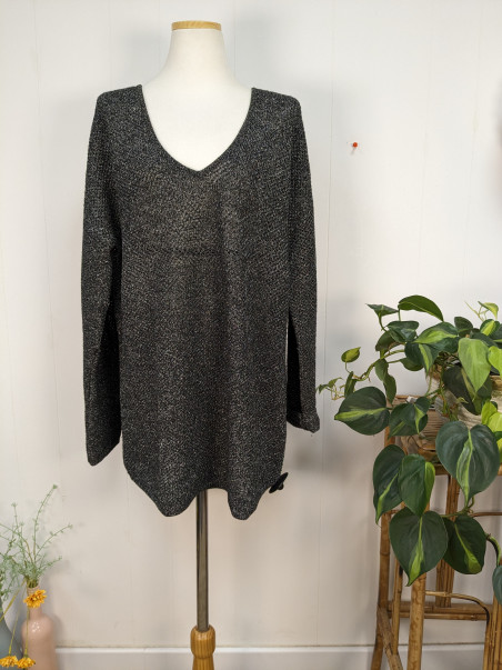 Pull col v noir brillant 1.2.3 Taille 44