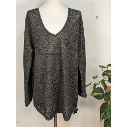 Pull col v noir brillant 1.2.3 Taille 44