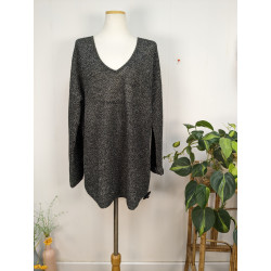 Pull col v noir brillant 1.2.3 Taille 44