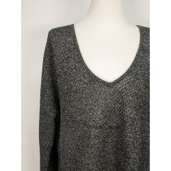 Pull col v noir brillant 1.2.3 Taille 44