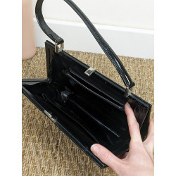 Sac vintage vernis noir carré