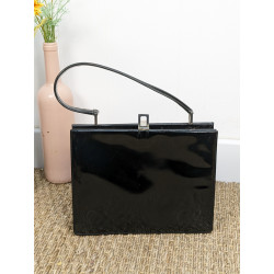 Sac vintage vernis noir carré