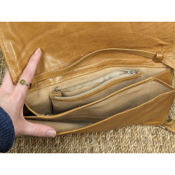 Sac en cuir tréssé marron clair, beige