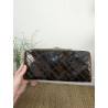 Pochette en cuir vintage marron patchwork