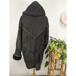 Manteau en peau lainée noire T1 vintage