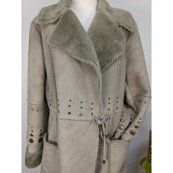 Veste fausse fourrure ZAPA beige/gris T40