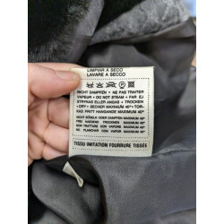 Gros manteau en fausse fourrure noire croisé made in france