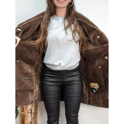 Manteau en peau lainée vintage marron t36