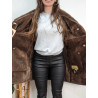 Manteau en peau lainée vintage marron t36