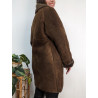 Manteau en peau lainée vintage marron t36