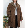 Manteau en peau lainée vintage marron t36